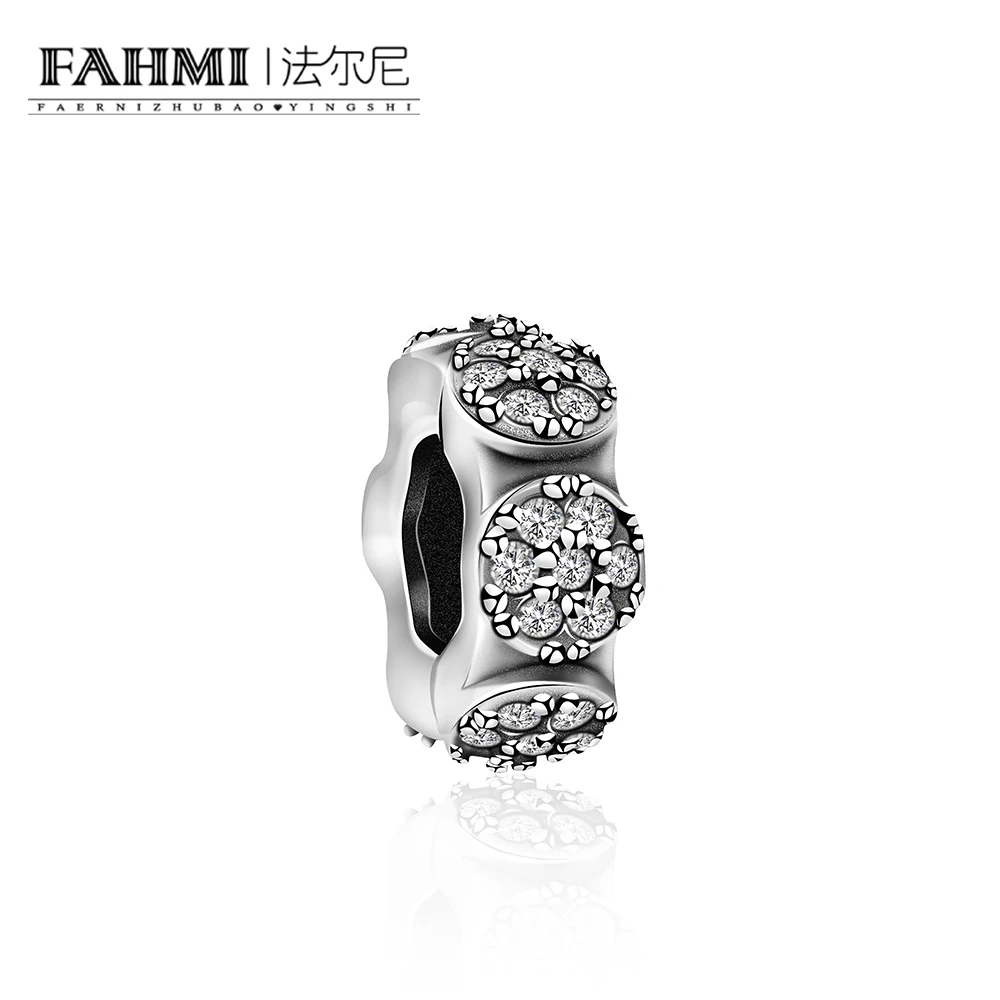 

FAHMI 100% 925 Sterling Silver Beautifully Glittering Zircon Flower Seperate Suitable DIY Bracelet Gift Women Original Jewelry