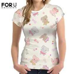 FORUDESIGNS/модные женские футболки с короткими рукавами, с милым рисунком собаки, слона, футболка Kawaii, с принтом животных, летние женские