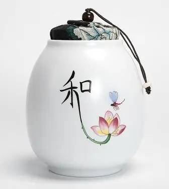 Герметичный чай Caddy керамическая канистра пуэр чай банки маленькая печать чай подарочная упаковка коробка дизайн лотоса - Цвет: N