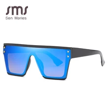 Новые негабаритные квадратные женские солнцезащитные очки Роскошные брендовые винтажные плоские черные синие прозрачные линзы цельные мужские солнцезащитные очки UV400