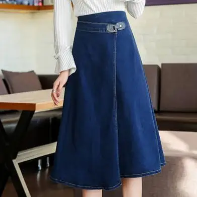 

plus size 9XL! causual high waist denim a-line skirt vintage women knee-length skirt