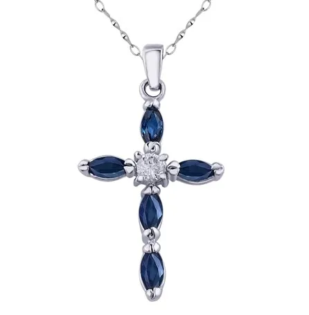 

natural blue sapphire gem Pendant natural gemstone Exquisite mysterious energy cross pendant S925 silver girl party gift jewelry