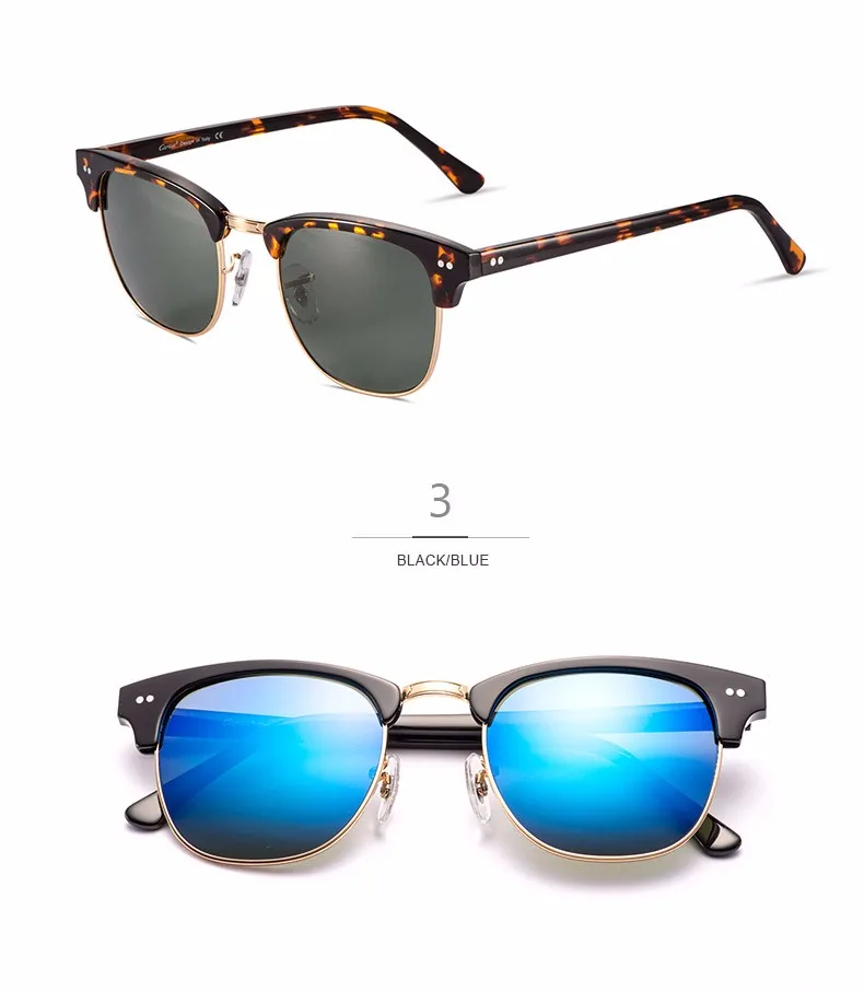 Carfia, женские и мужские винтажные солнцезащитные очки, классические ретро очки с заклепками, брендовые дизайнерские солнцезащитные очки без оправы, UV400