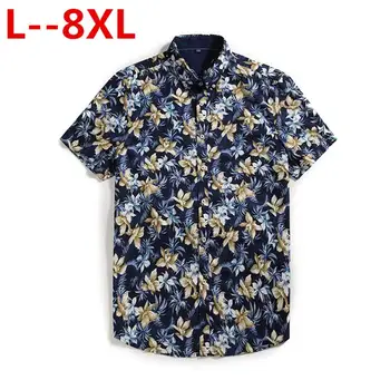 

big size 8XL 6XL 4XL Men Shirt Summer Style Floral Print Beach Hawaiian Shirt Men Casual Short Sleeve Hawaii Shirt Chemise Homme