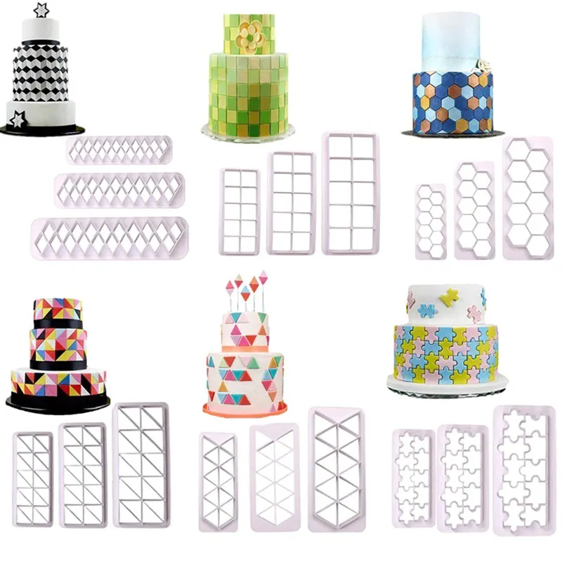 18pcs Square Geometric Cutters Fondant Cookie Cutter ...