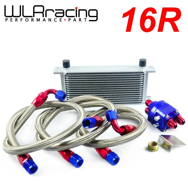 

WLRING STORE- UNIVERSAL 16 ROW AN10 ENGINE TRANSMISS OIL COOLER KIT +FILTER RELOCATION BLUE