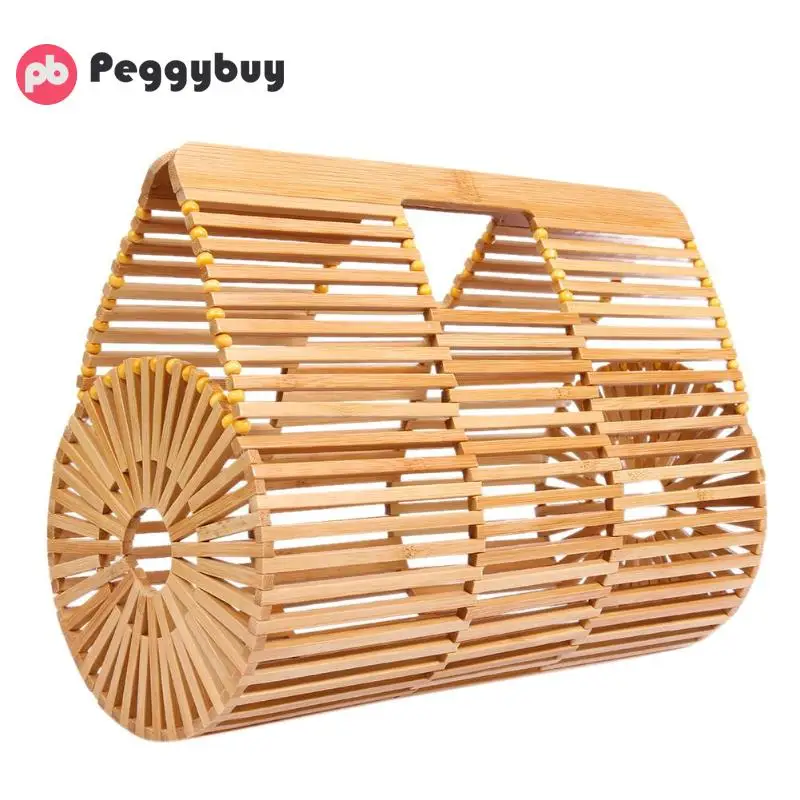 

Creative Hollow Bamboo Straw Basket Bags Totes for Women Ladies Summer Beach Casual Handbags Pouch Girls Small Clutch Packs Bag
