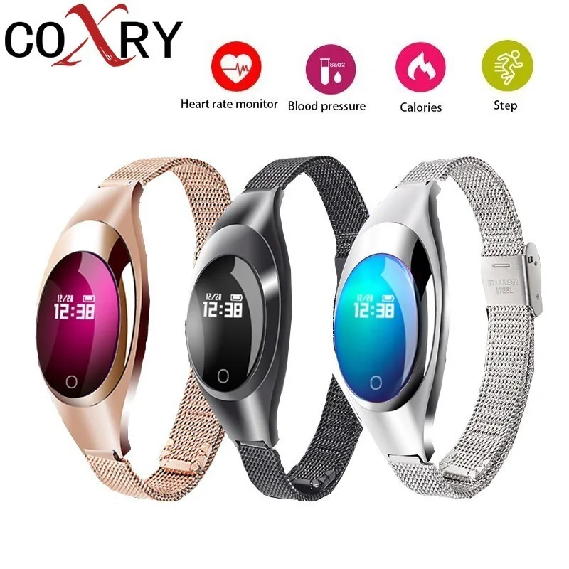 

COXRY Smart Watches Blood Pressure Heart Rate Monitor Sleep Pedometer Waterproof Digital Watch Bracelet Sport Watches For Women