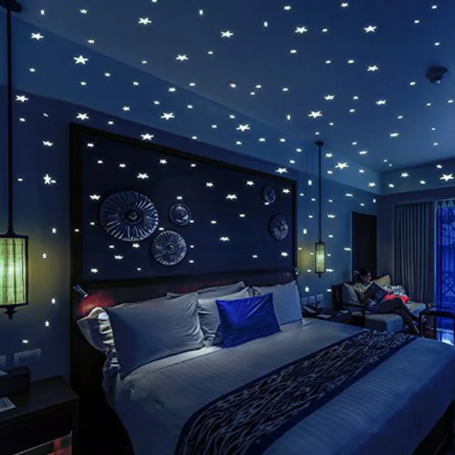 Glow Star Moon Wall Stickers for Kids Rooms Baby Bedroom Home Decor