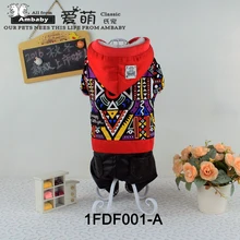 AMBABY 2016 Neue Hunde Kleidung Baumwolle Druck Mosaik Vier füße Hunde Overalls Parkas Herbst Winter Kleidung Für Kleine Hunde-C