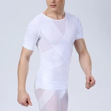 Новое мужское Корректирующее белье для похудения, компрессионная футболка с коротким рукавом, топ для лета FK88