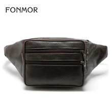 FONMOR Мужская модная поясная сумка, деловая Функциональная сумка-тоут, Высококачественная Мужская поясная сумка из натуральной кожи, Большая вместительная сумка на молнии