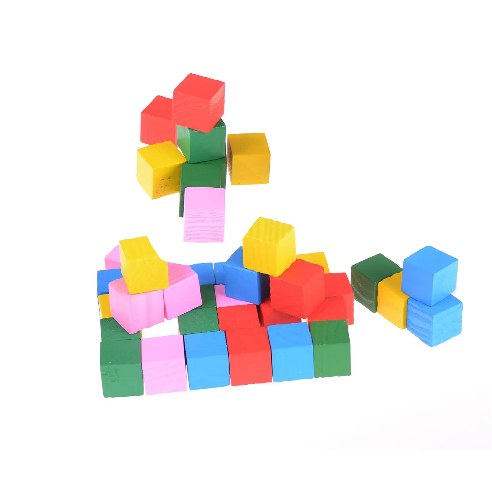 

Montessori Colorful wood cube blocks Bright Assemblage block Early educational early learning toys for kids children