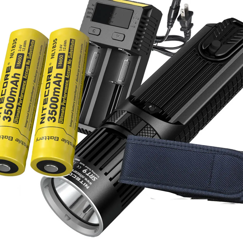 

Nitecore SRT9 2150 Lumen Multi-LED Smartring Tactical Flashlight + 2x 3500mAh 18650 Batteries + i2 charger