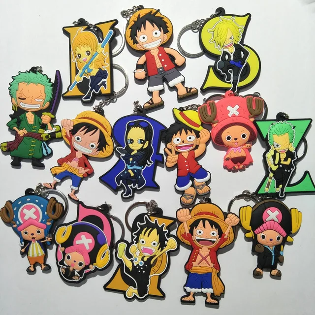 Cheap 22styles Anime ONE PIECE Action Figure Luffy Zoro Chopper Printed Cartoon PVC Soft Fashion Keychain Pendants Key Ring Doll New