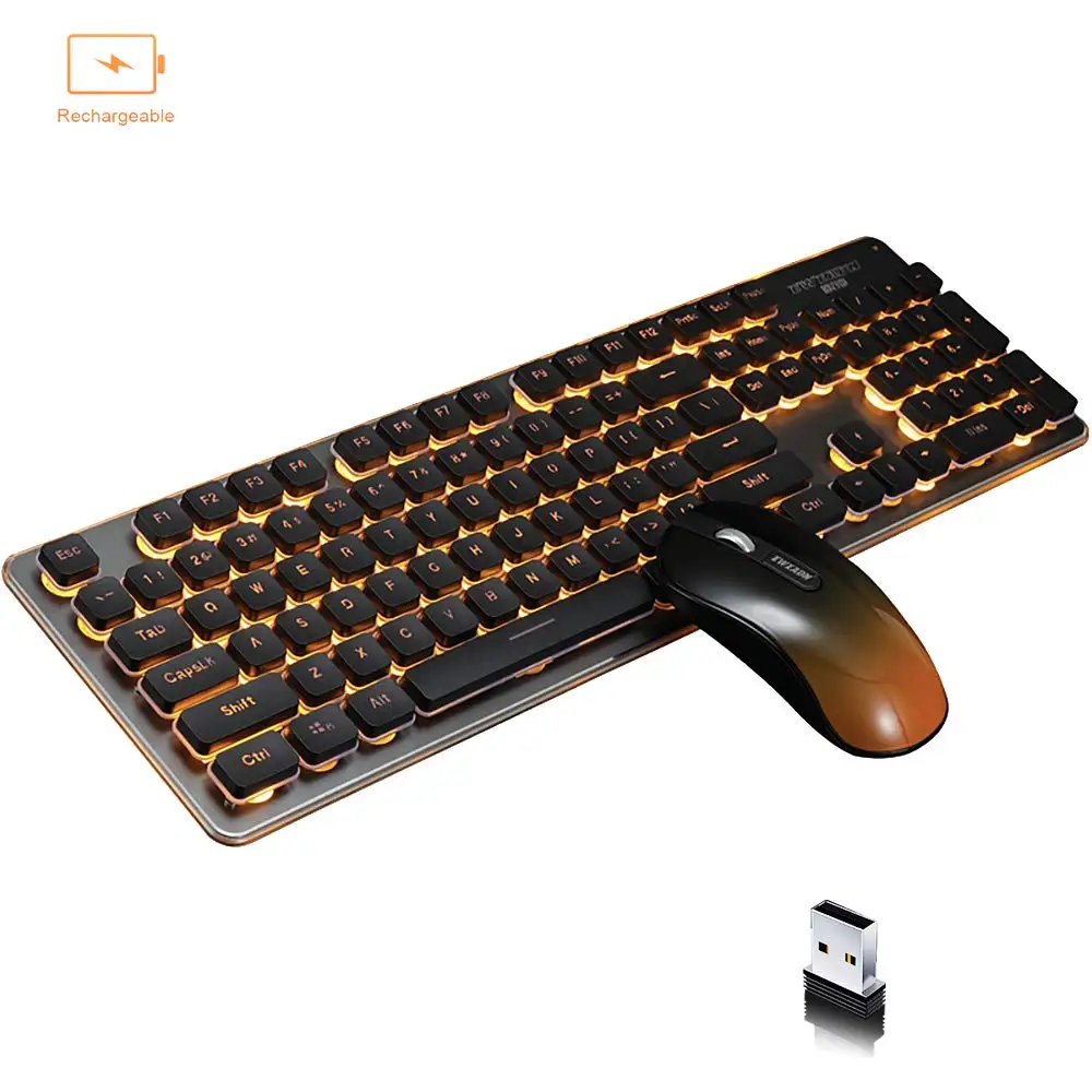 

Wireless Backlit Mute Keyboard and Mouse Combo,Support Charging,Waterproof (Black)