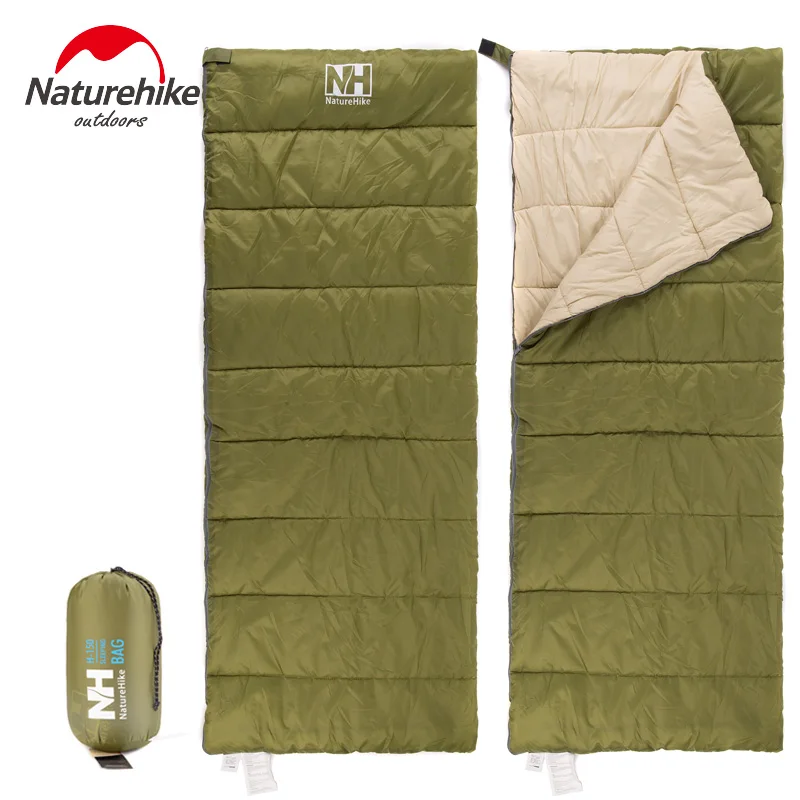 Naturehike Сверхлегкий портативный конверт хлопок спальный мешок NH15A150-D - Цвет: Green
