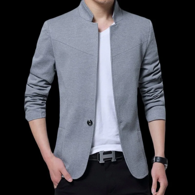 

Fashion Blazer Men Blazer Men Jackets Male Stand Collar Male Blazers Slim Fit Mens Blazer black Jacket Men Plus Size M-5XL