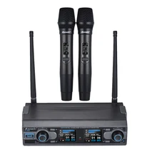 Профессиональный Двухканальный UHF микрофон Система 2 цифровые беспроводные ручные микрофоны с приемником для караоке семейные вечерние