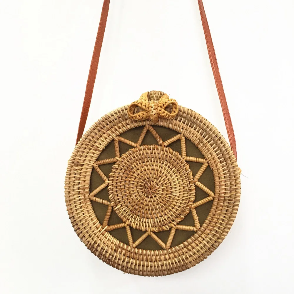

2018 Women Straw Bag Bohemian Bali Round Rattan Beach Handbag Small Circle Lady Vintage Crossbody Handmade Kintted Shoulder Bags