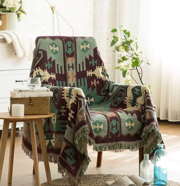 

National Vintage Knitted Throw Blanket thickening geometry blanket throw Home Cover Pure home travel bed sofa wholesale FG439