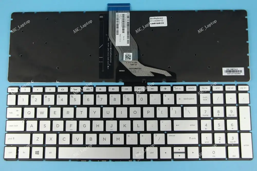 

New US English Keyboard For HP 17-ak005cy 17-ak006cy 17-ak007cy 17-ak008cy 17-ak009cy Laptop Backlit, Silver without Frame