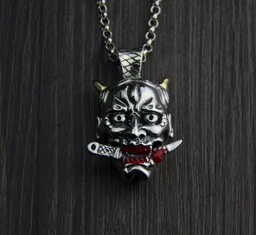 Ожерелье с подвеской Evil Oni Noh Hannya из стерлингового серебра 925 пробы