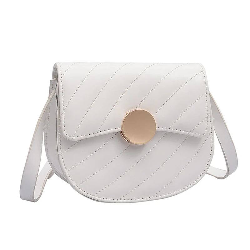 

LJL-Cross Body Ladies Pu Leather Ladies Shoulder Bag Solid Color Semi-Circle Messenger Bag Saddle Bag