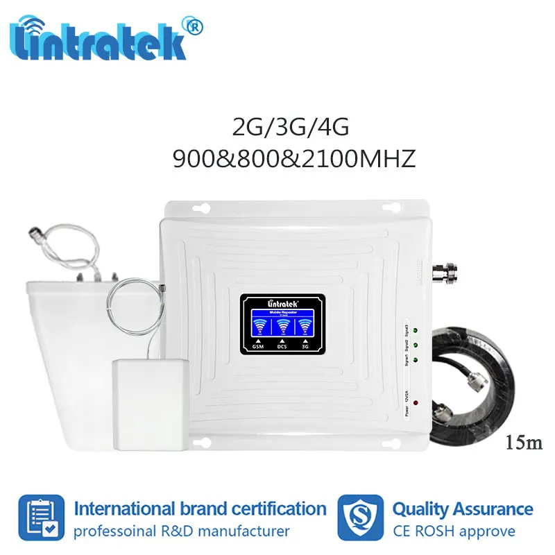 

Lintratek 2G 3G 4G Cellular Booster 900 1800 2100 LTE Mobile Cell phone Signal Repeater Amplifier for Communication Data set ss