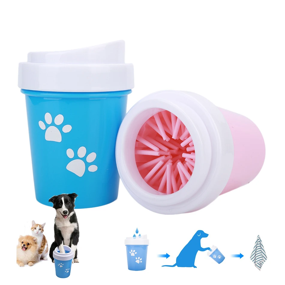 Bolux Pet Cats Dogs Foot Clean Cup For Dogs Cats Cleaning Tool Soft Plastic Washing Brush Paw