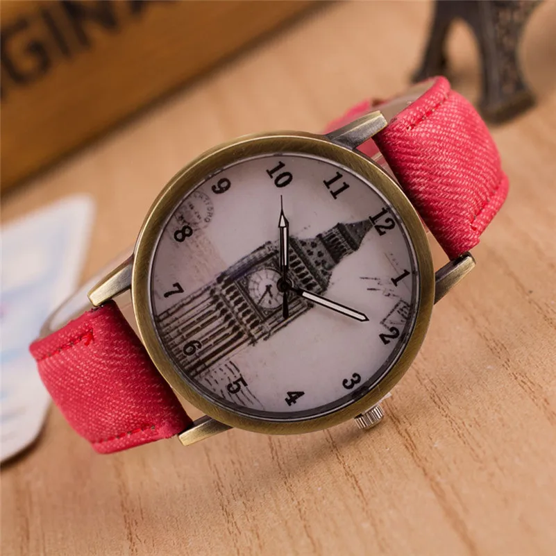 NEW Women's watches casual watches Retro Clock Tower WristWatch Cowboy Leather Band alloy Analog Quartz Watch Montre femme M21 (19)