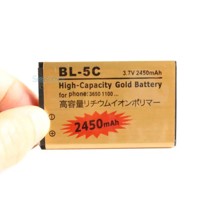 Seasonye 5 шт./лот 2450 мА/ч BL-5C BL5C BL 5C золото запасная батарея для Nokia 2710 2730c 3100 3105 3109C 3110C 3120