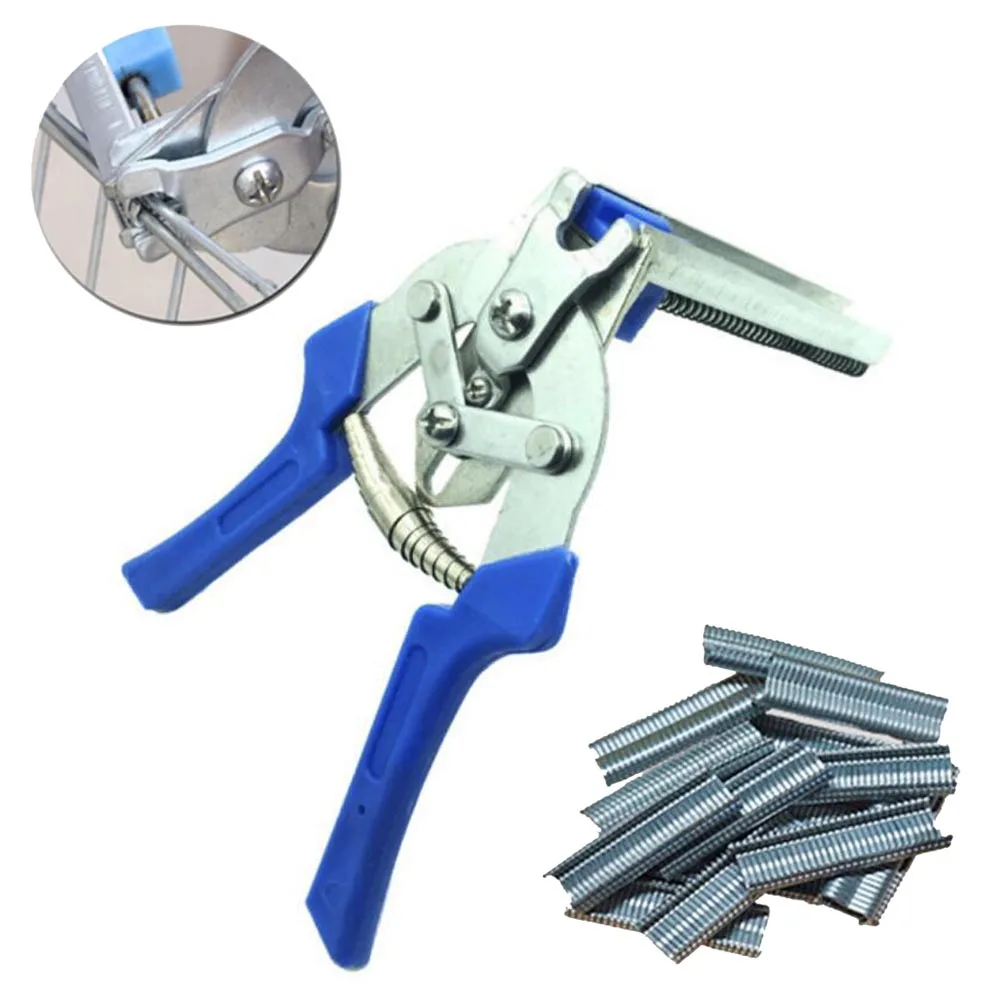Tools Hand Tools Hog Ring Plier Tool and 600pcs M Clips Staples Chicken Mesh Cage Wire Fencing
