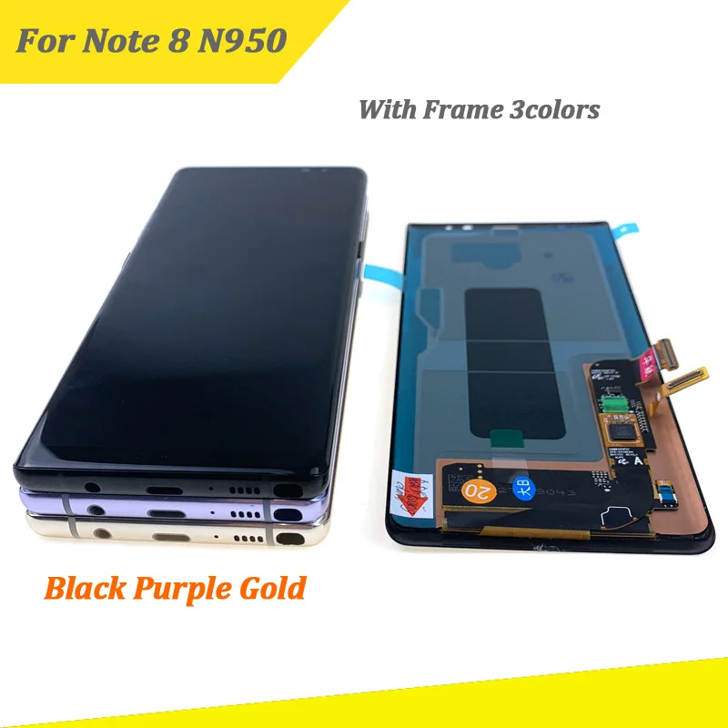 

SUPER AMOLED Display For SAMSUNG Galaxy NOTE8 LCD N950 N950F Display Touch Screen Replacement Parts with frame