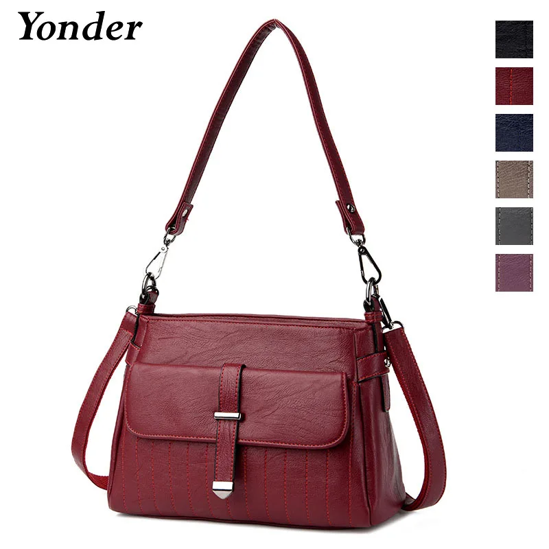 

Yonder crossbody bags for women brands shoulder messenger bags artificial leather purses and handbags female Red Wine/Black/Gray