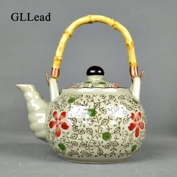 

GLLead Japanese Style Teaware Ceramic Teapot Bamboo Handle High-Quality Porcelain Coffee Pots Korean Tea Kettle