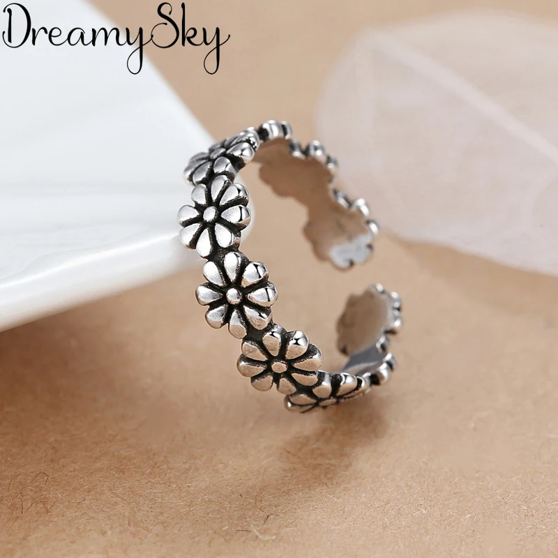 

Vintage Retro Flower 925 Sterling Silver Rings For Women Girls Bijoux Engagement Statement Ring anillos mujer joyas de plata 925