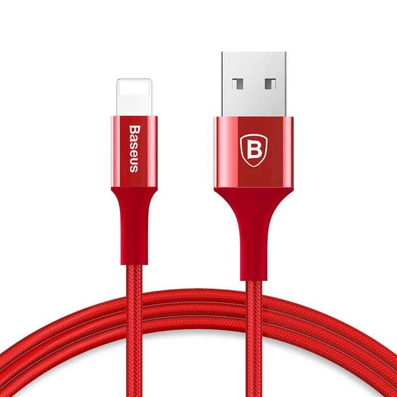 Baseus USB кабель для iPhone 5S 6 6S Plus 7 plus 8 plus X светодиодный светильник 2A кабель для быстрой зарядки для iPhone светильник - Цвет: Red