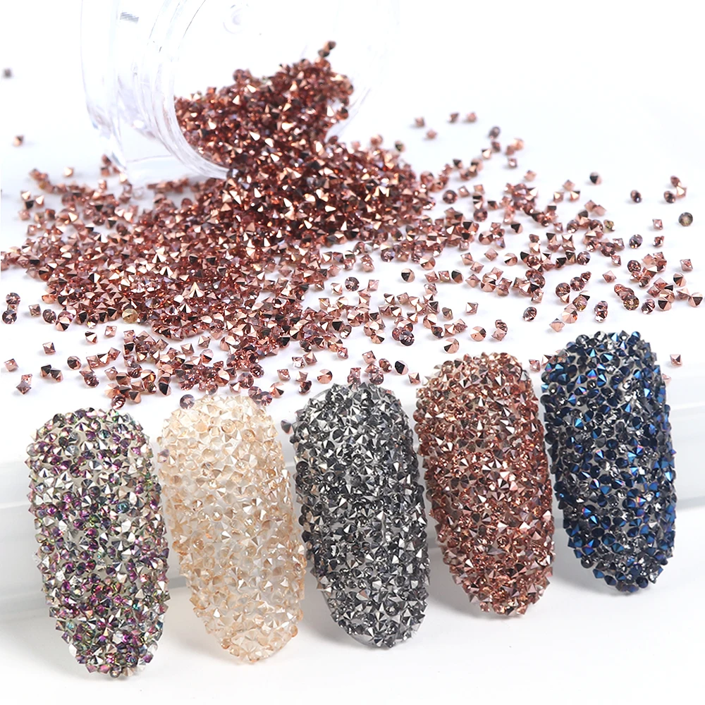 

1440pcs Zircon Rhinestones Nail Strass Crystals Micro Gems 3D Glass Jewelry Beads Rainbow Rose Gold Nail Art Decorations BE757-1
