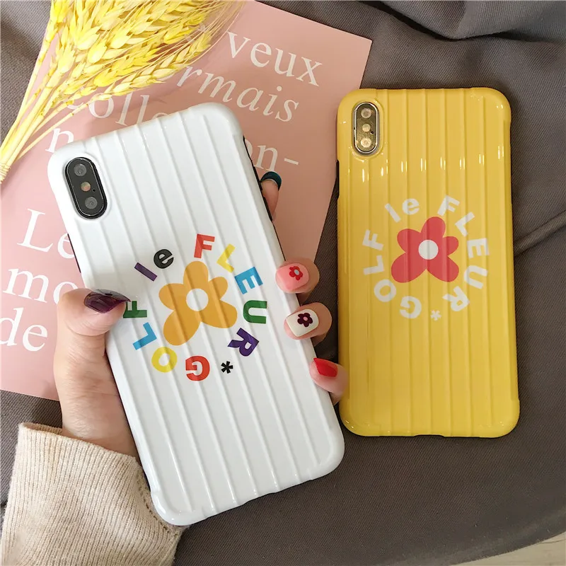 

Lines cute fresh flowers phone case For iphone XS MAX XR X fashion IMD soft shell For iphone 6 6s 7 8plus luxury back shell