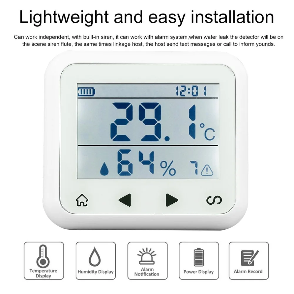 

Secrui Wireless Temperature & Humidity Adjustable Sensor Thermometer & Humidity Detector Alarm With LED Display KR-TD32