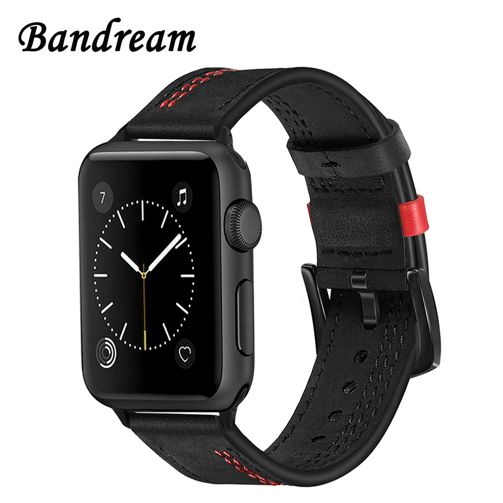 Ремешок для часов Bandream из натуральной телячьей кожи браслет iWatch Apple Watch SE 6 5 4 3 2 1 44