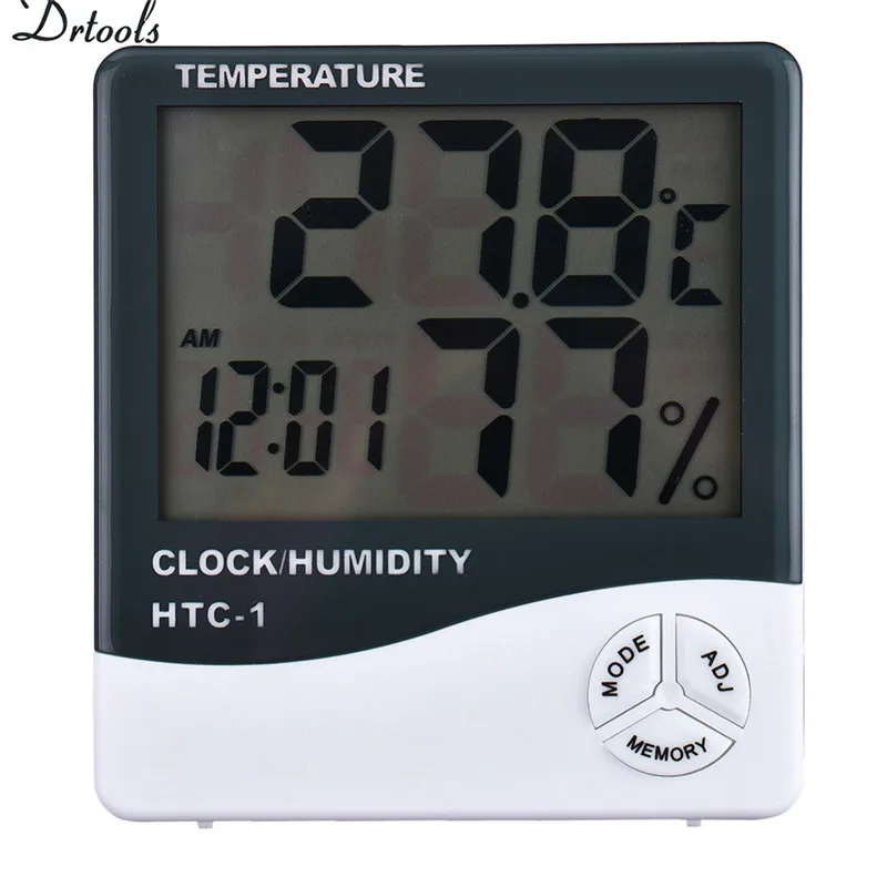 

HOT SALE Weather Station Indoor LCD Digital HTC-1 Instruments Thermometer Hygrometer Temperature Humidity Meter Clock 10pcs-pack