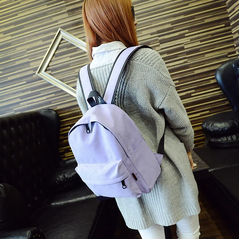 

17 Spring and summer new simple pure color hundred canvas Lady double shoulder bags small fresh student schoolbag factory Direct