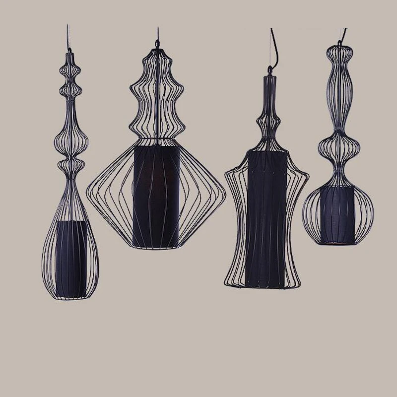 Vintage Suspension Lantern Pendant Light Tibet Black Iron Pendant Lamp Restaurant Light Retro Lighting Fixture For Cafe Bar Dining Room  (23)