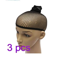 3 шт Open End Черный сеточку парик Кепки Liner черный