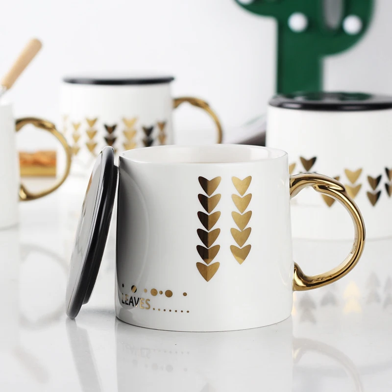 Ceramic Mug Creative Brief Coffee Cup with Lid Office ...