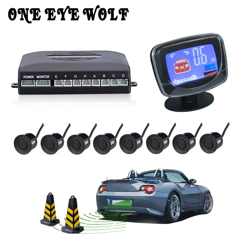 

Car Parking Sensor With 8 Sensors Color LCD Display Auto Reverse Backup Radar Detector Security Alert Assistance System Parts