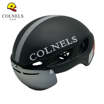 

2018 COLNELS Road Bicycle Helmet with Lens Goggles Triathlon Racing Cycling Helmet Time Trail TT Glasses Adults Helmet M L 54-62