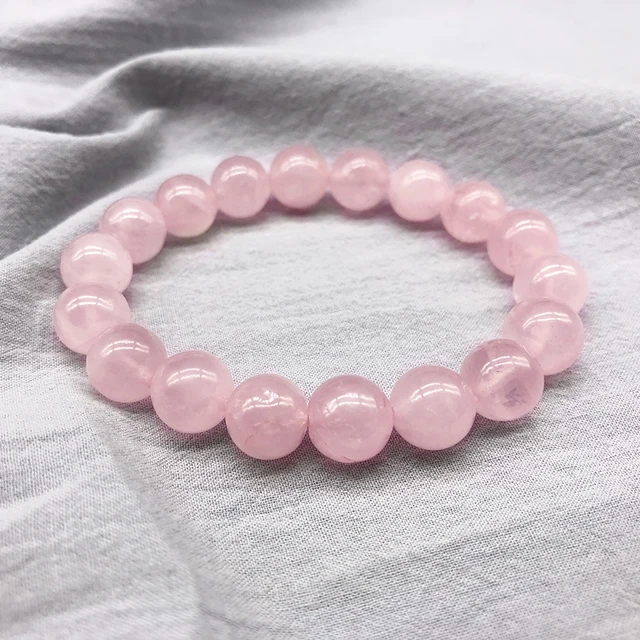 Wholesale Pink Rose Powder crystal Quartz Natural Stone Streche Bracelet Elastic Cord Pulserase Jewelry Beads Lovers woman Gift